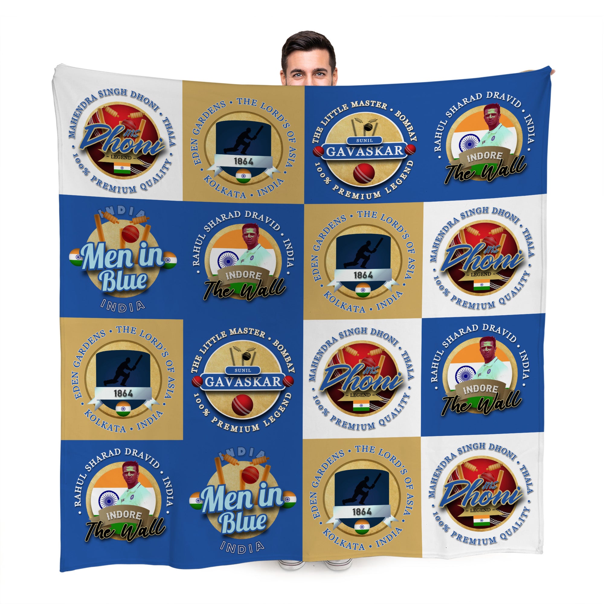 India Cricket - Legend Collection - Fleece Blanket 150cm X 150cm