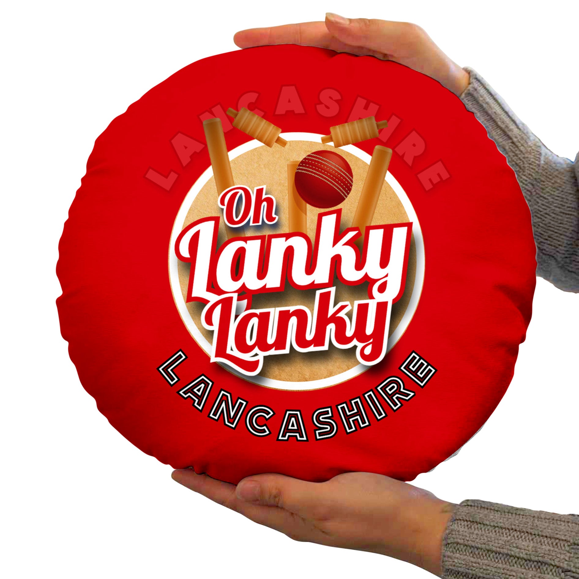 Lancashire Cricket Lanky  - Legend Collection - Circle Cushion 14"