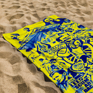 Leeds - Blue Montage - Personalised Retro Lightweight, Microfibre Beach Towel - 150cm x 75cm