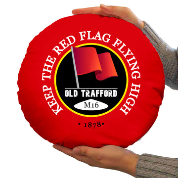 Manchester Red Red Flag - Football Legends - Circle Cushion 14