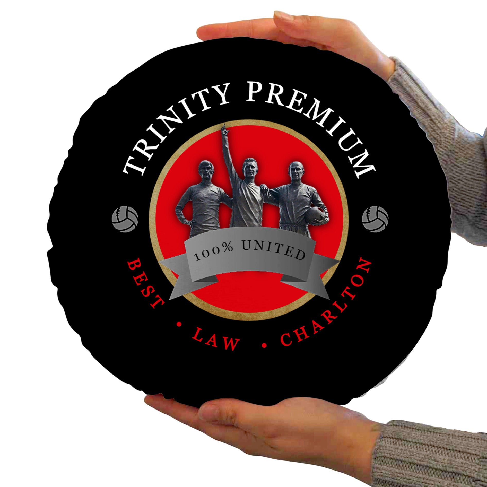 Manchester Red Trinity - Football Legends - Circle Cushion 14"