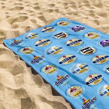 Manchester Blue - Football Legends - Personalised Lightweight, Microfibre Retro Beach Towel - 150cm x 75cm