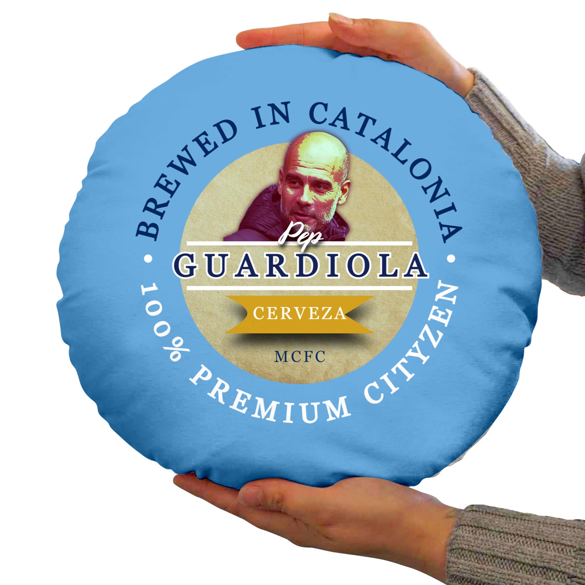 Manchester Blue Guardiola - Football Legends - Circle Cushion 14"