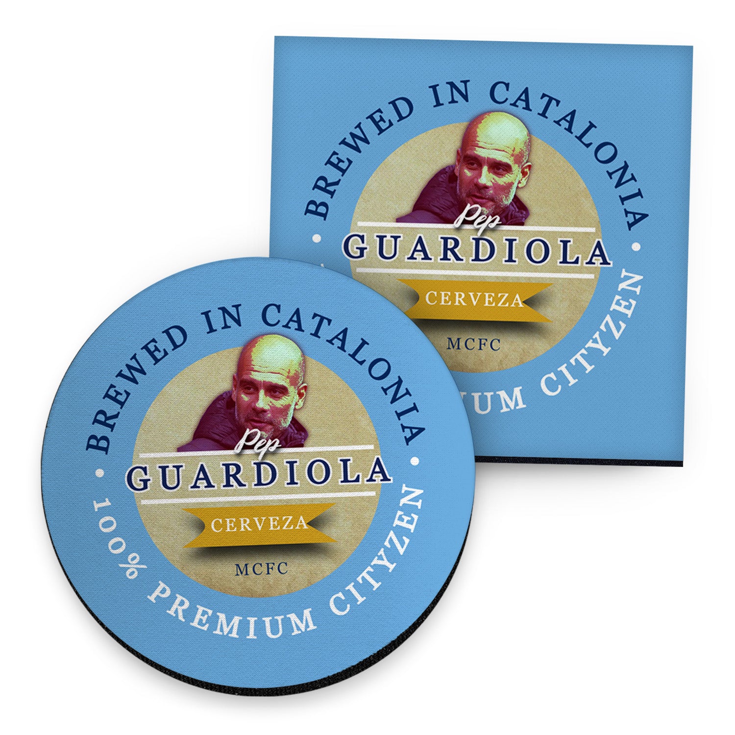 Manchester Blue Guardiola - Football Coaster - Square Or Circle