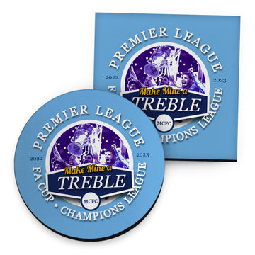 Manchester Blue Treble - Football Coaster - Square Or Circle