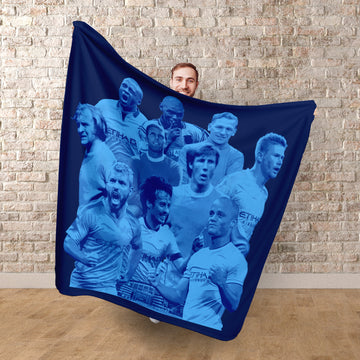 Manchester Blue Montage  - Fleece 150cm X 150cm