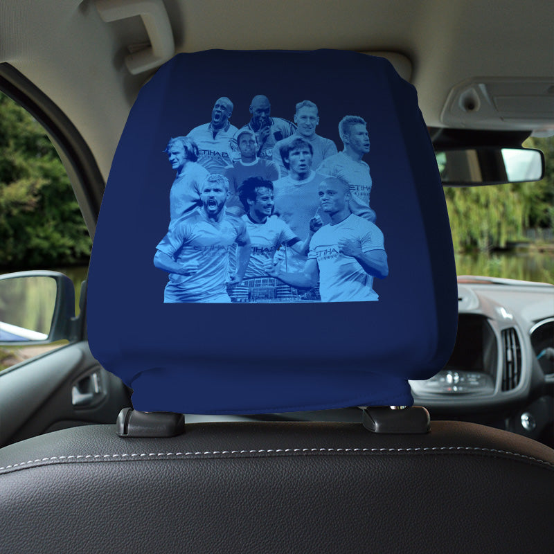 Manchester Blue Montage - Pack of 2 Car Seat Headrest Covers