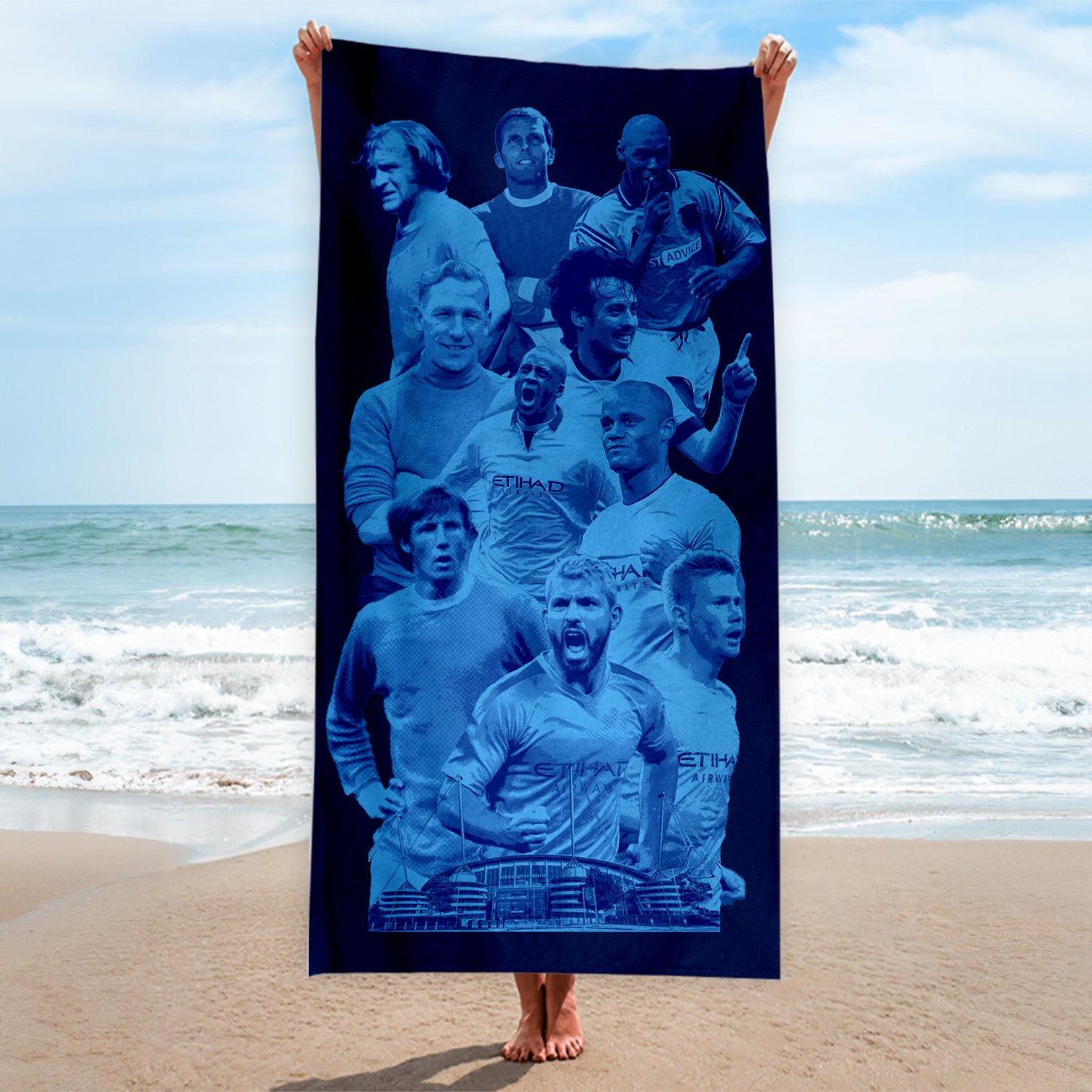 Manchester Blue Montage - Beach Towel - 150cm x 75cm