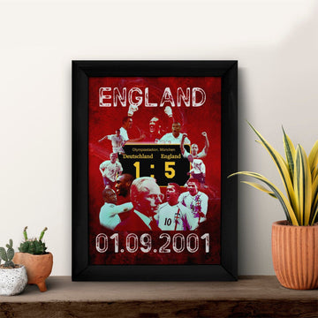 Football Art England 2001 - A4 Metal Sign Plaque - Frame Options Available