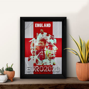 Football Art England Euros 2020 - A4 Metal Sign Plaque - Frame Options Available