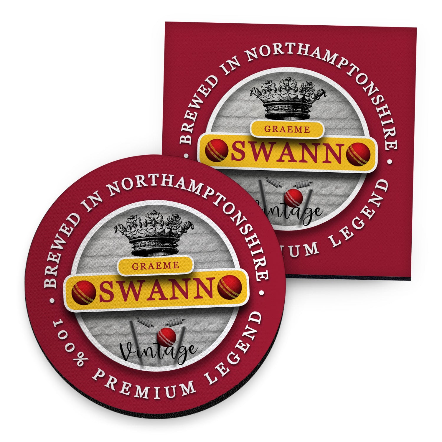 Northamptonshire Swann  - Cricket Coaster - Circle or Square