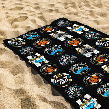 Newcastle - Football Legends - Personalised Lightweight, Microfibre Retro Beach Towel - 150cm x 75cm