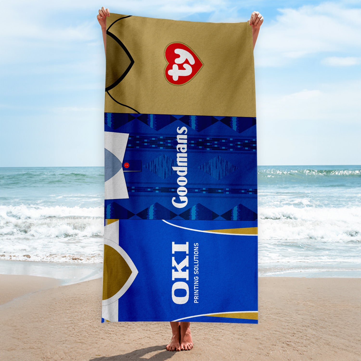 Portsmouth Three Shirt Design - Personalised Lightweight, Microfibre Retro Beach Towel - 150cm x 75cm