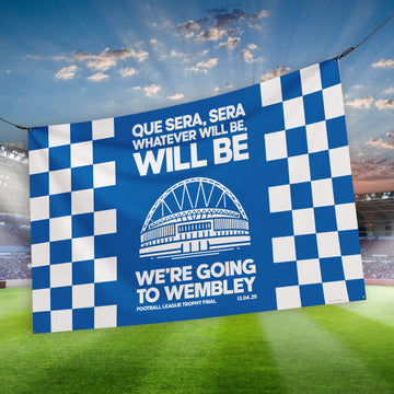 Peterborough - Que Sera, Sera - Banner - Chequered - Two Sizes