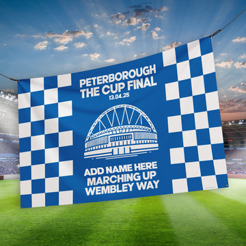 Peterborough Cup Final - Personalised Banner - Chequered - Two Sizes