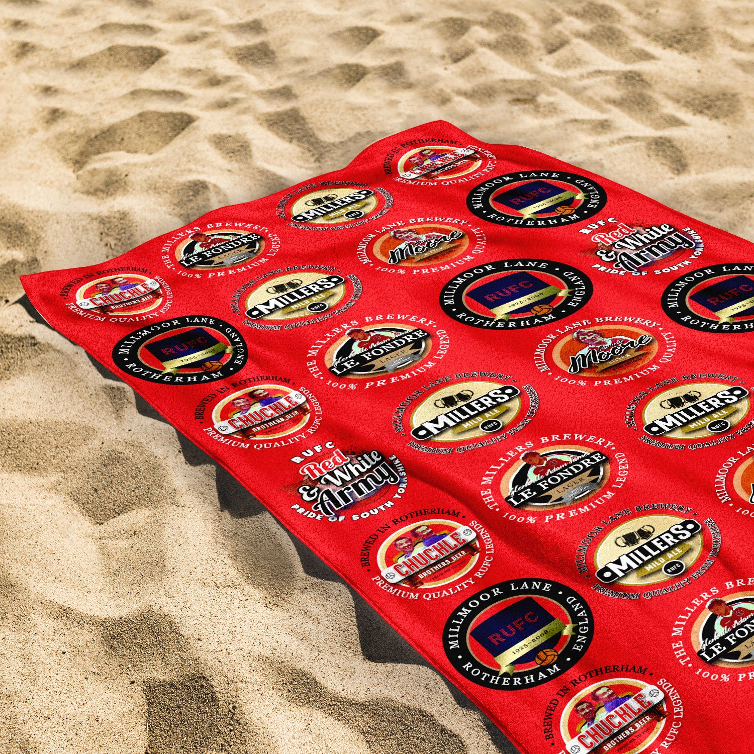 Rotherham - Football Legends - Microfibre Beach Towel - 150cm x 75cm