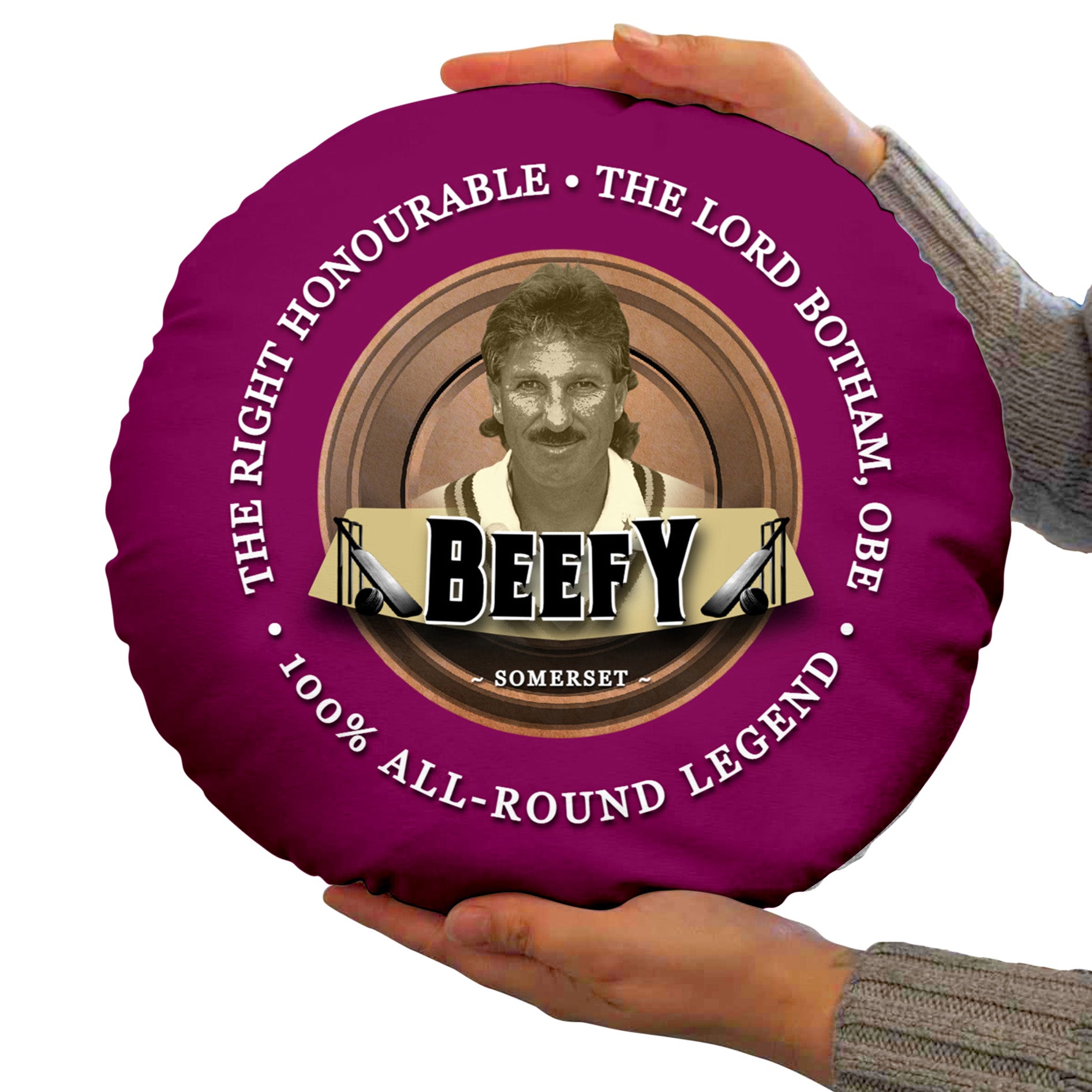 Somerset Cricket BEEFY  - Legend Collection - Circle Cushion 14"