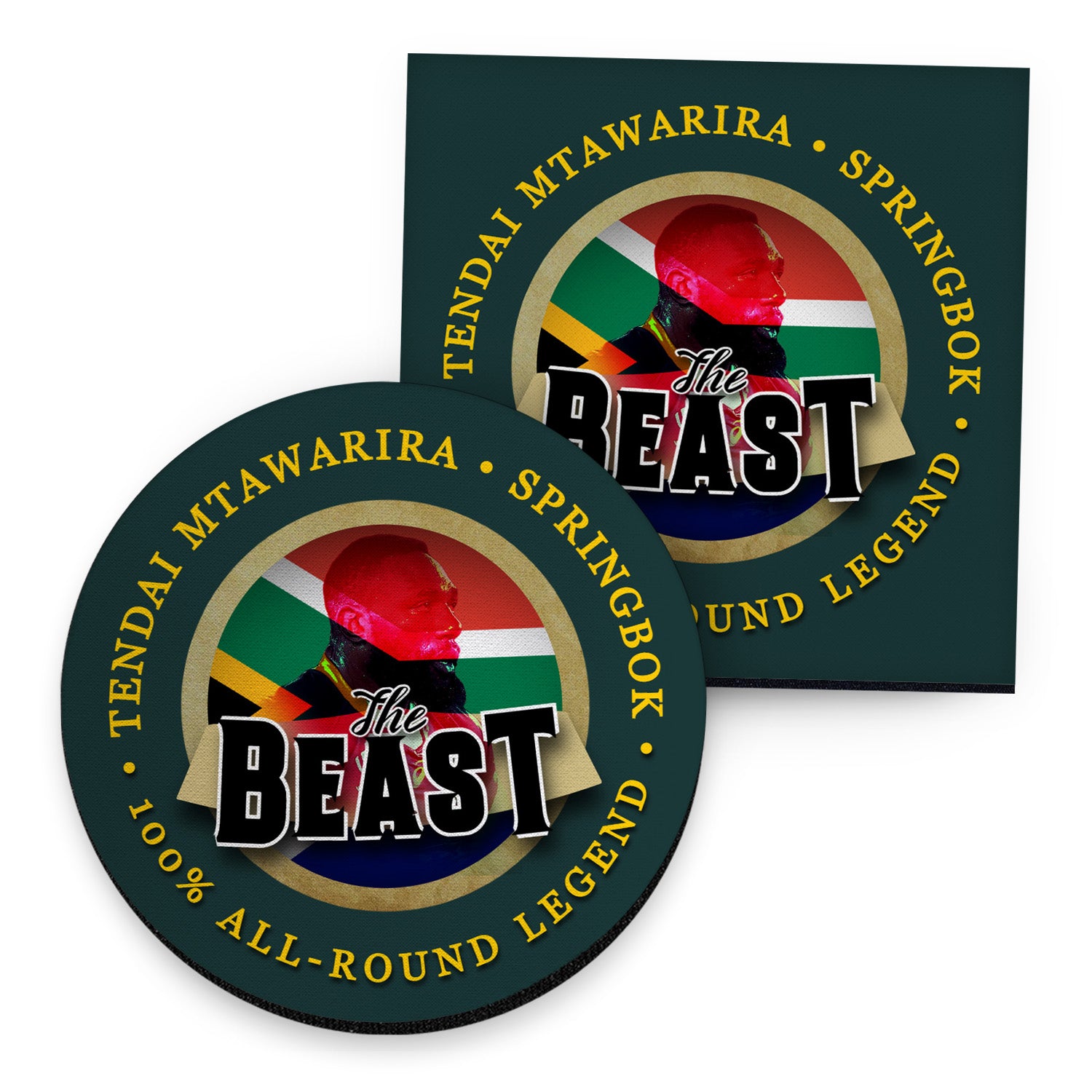 South Africa Rugby Union Beast - Coaster - Circle or Square