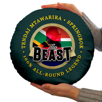 South AFRICA Rugby Union Beast  - Legend Collection - Circle Cushion 14"