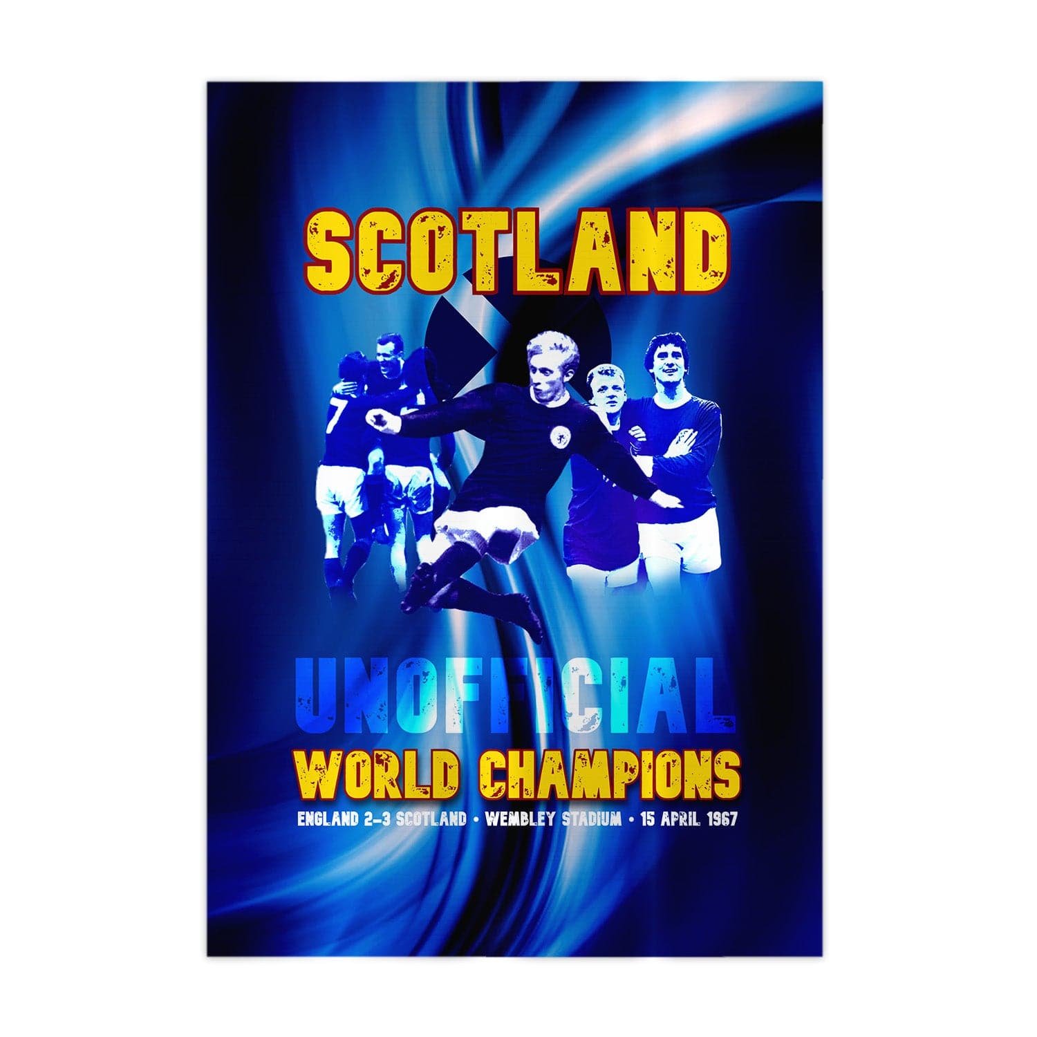 Football Art - Scotland 1967 World Champions - A4 Metal Sign Plaque - Frame Options Available