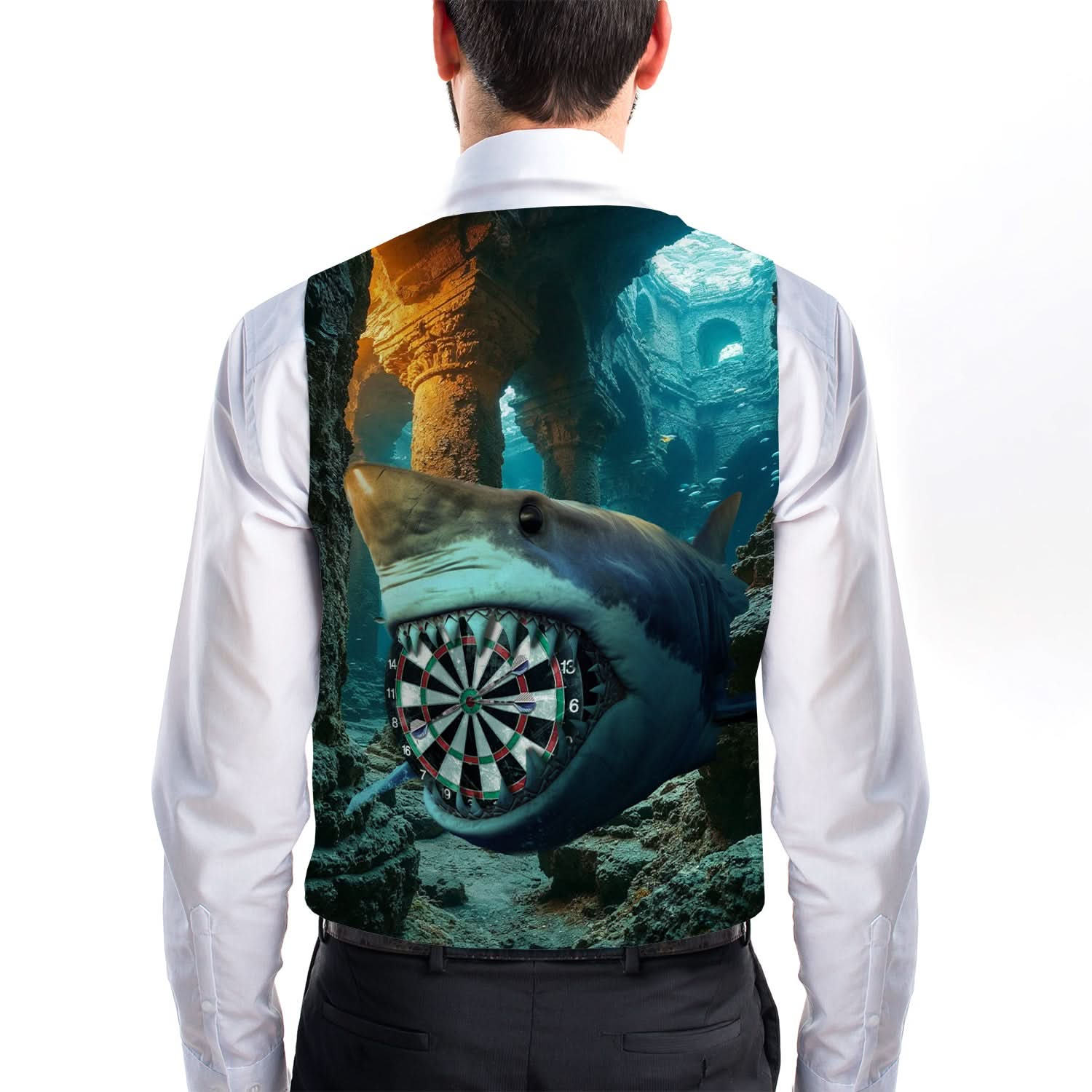 Darts Shark - Novelty Costume Fancy Dress Waistcoat ( 4 sizes available )