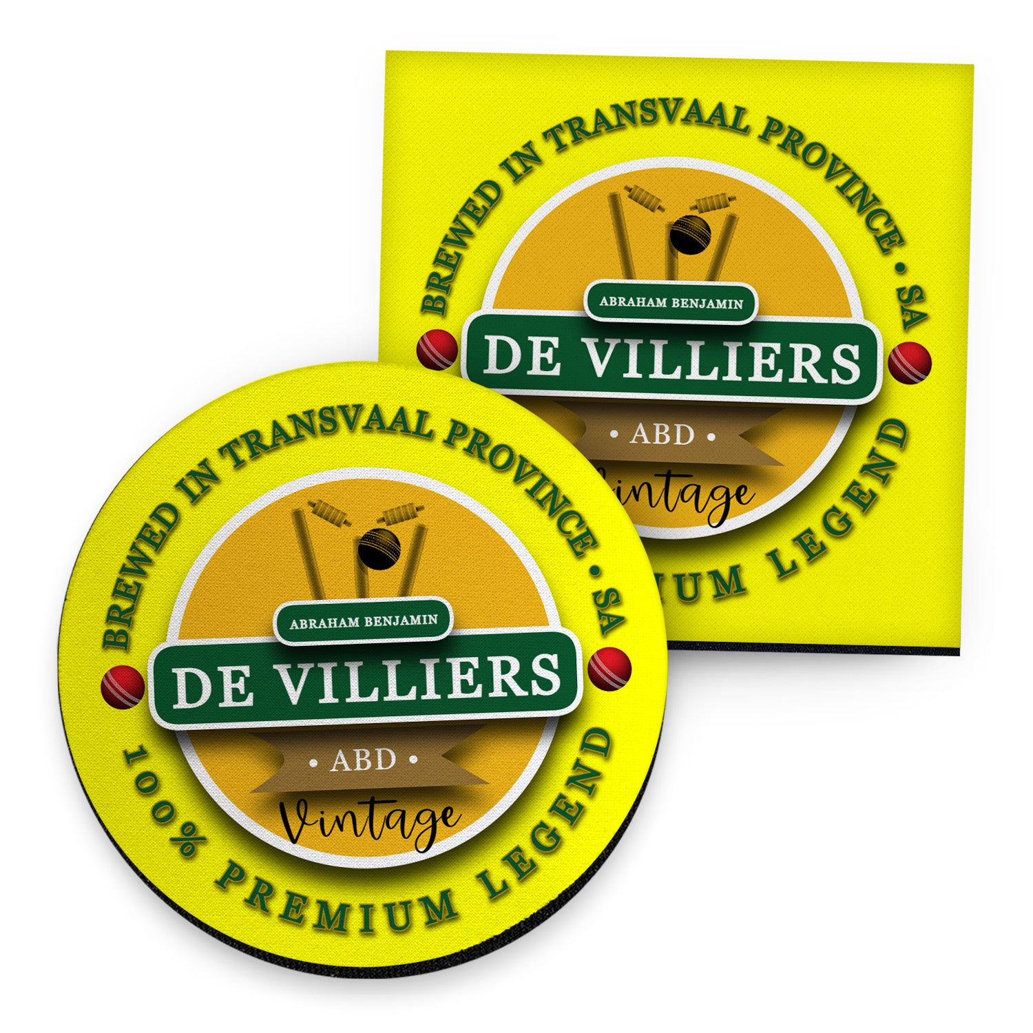 South Africa De Villiers - Coaster - Circle or Square