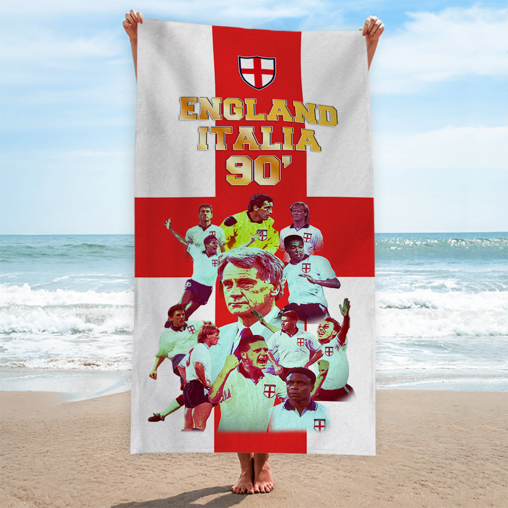 Football Art England Italia 90 Beach Towel - 150cm x 75cm