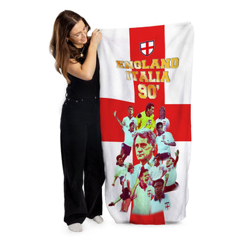 Football Art England Italia 90 Beach Towel - 150cm x 75cm