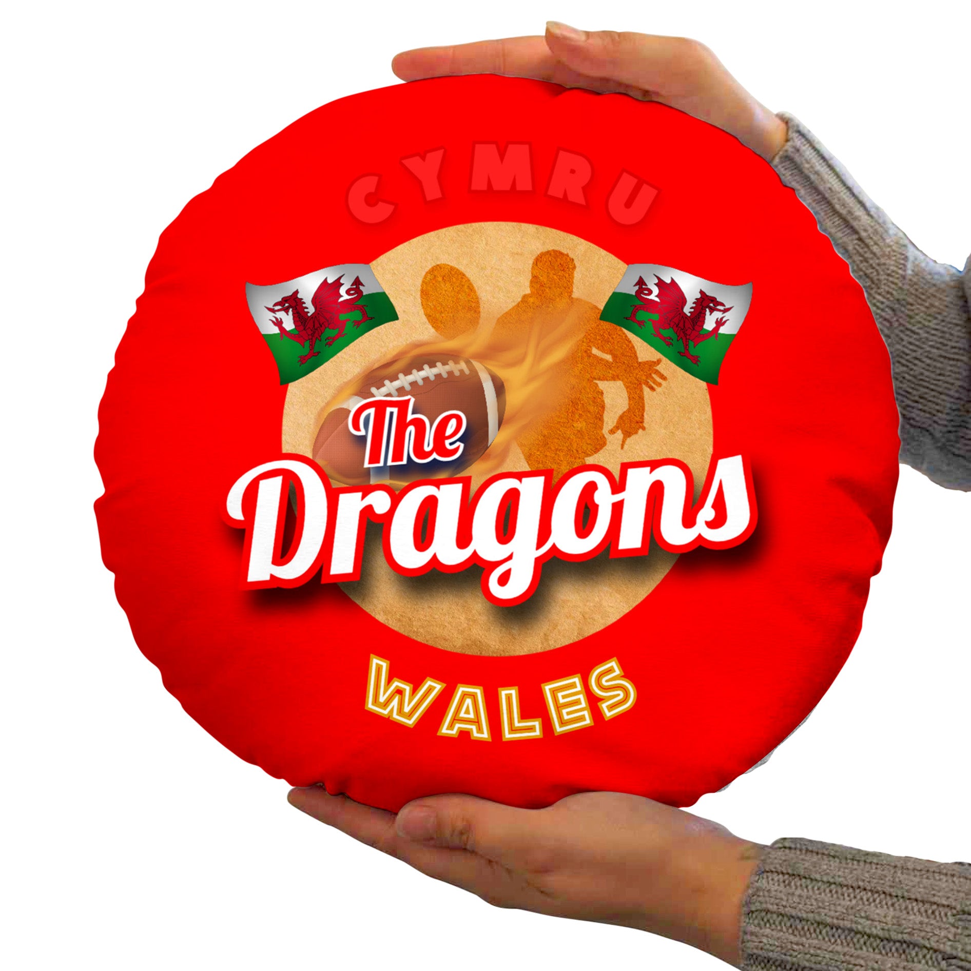 Wales Rugby League dragons  - Legend Collection - Circle Cushion 14"