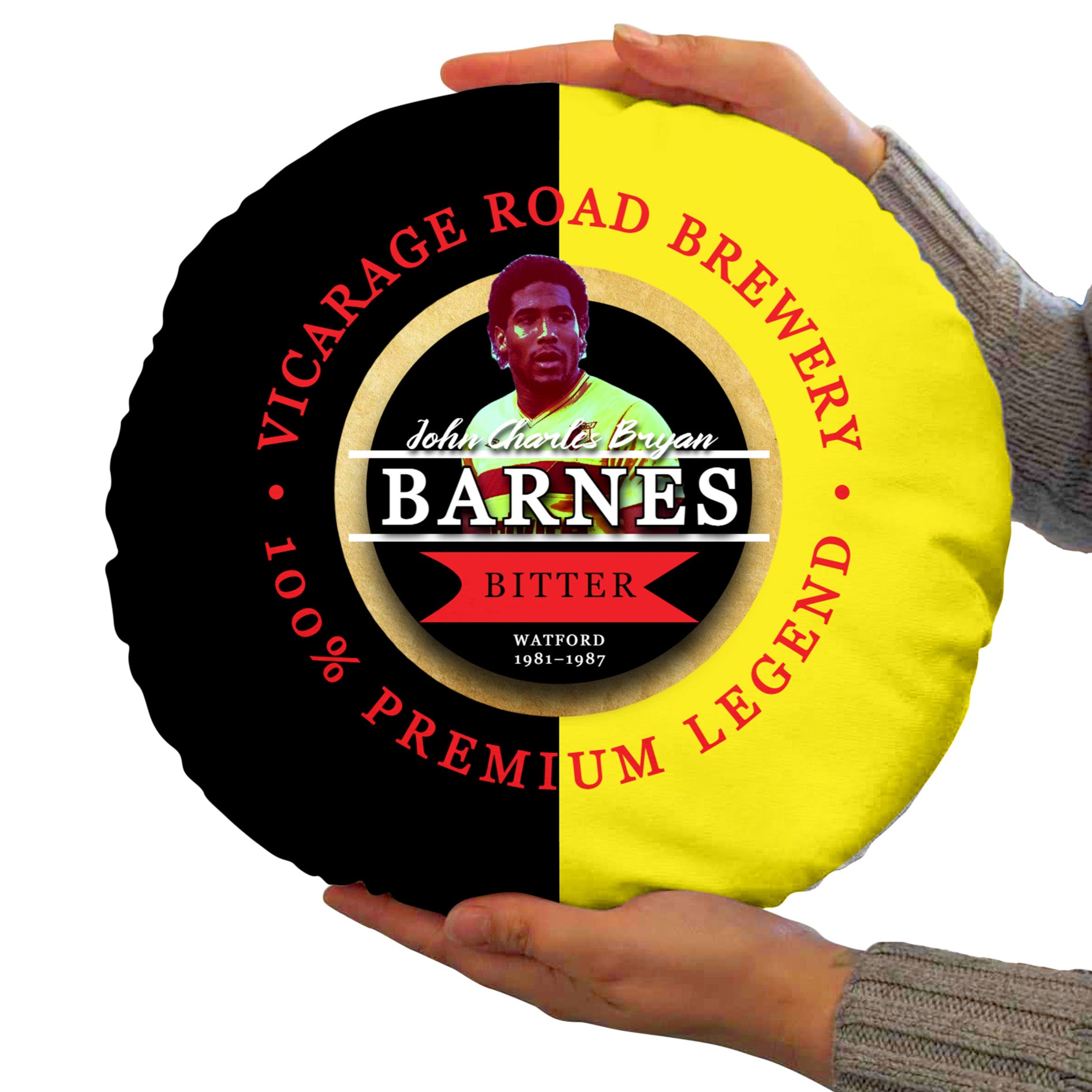 The Hornets John Barnes - Football Legends - Circle Cushion 14"