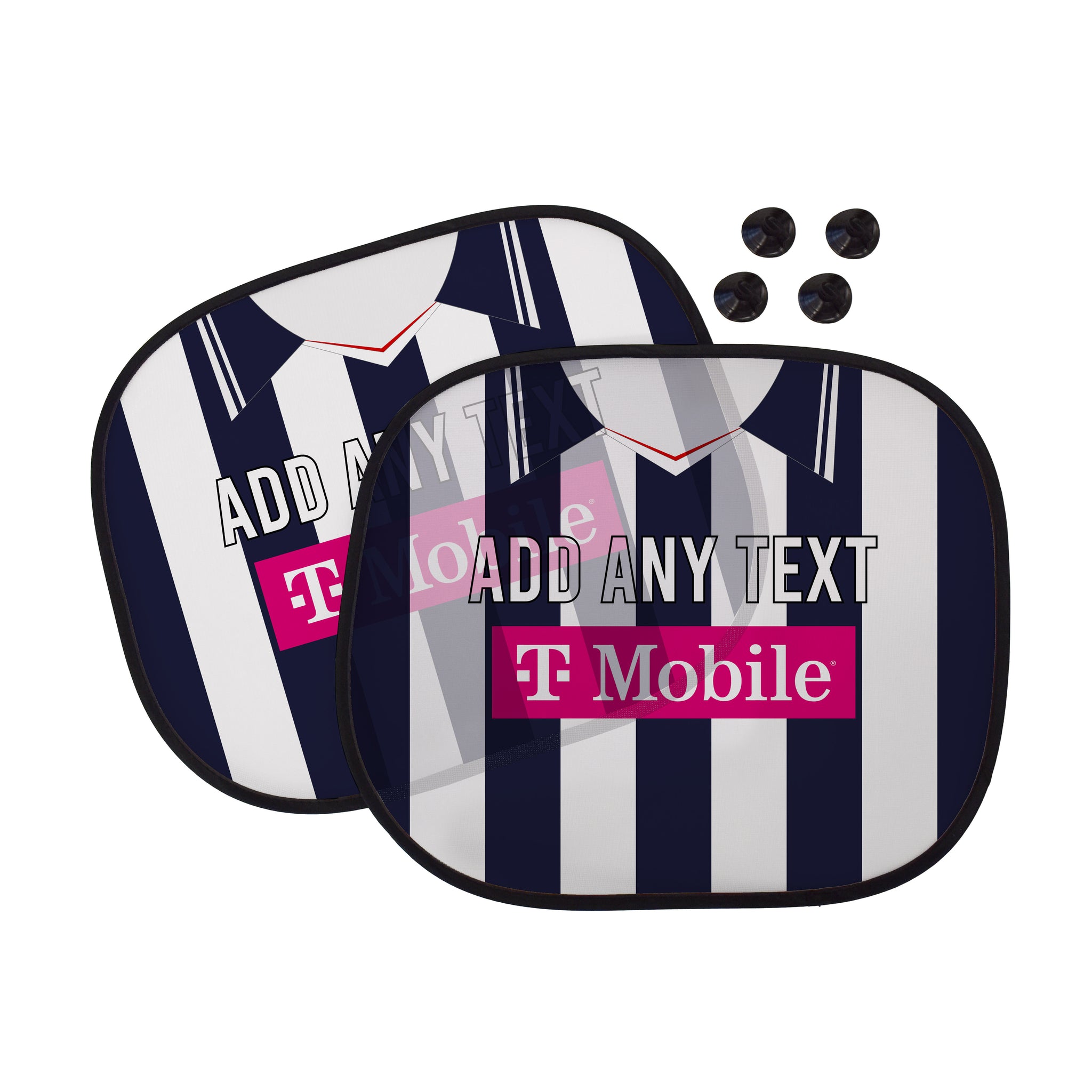 West Bromwich 2007 Home Shirt - Personalised Retro Football Car Sun Shade - Set of 2