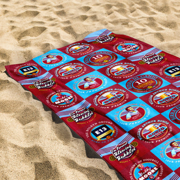 Bubbles United - Football Legends - Personalised Lightweight, Microfibre Retro Beach Towel - 150cm x 75cm