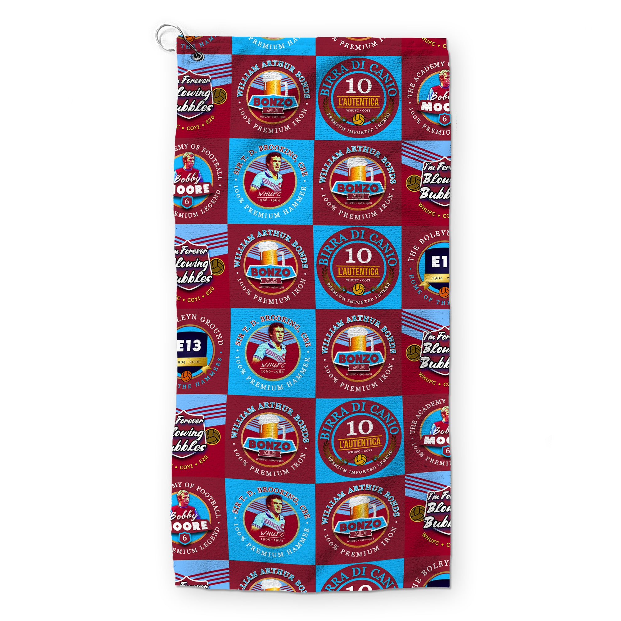 Bubbles United - Football Legends - Retro Lightweight, Microfibre Golf Towel