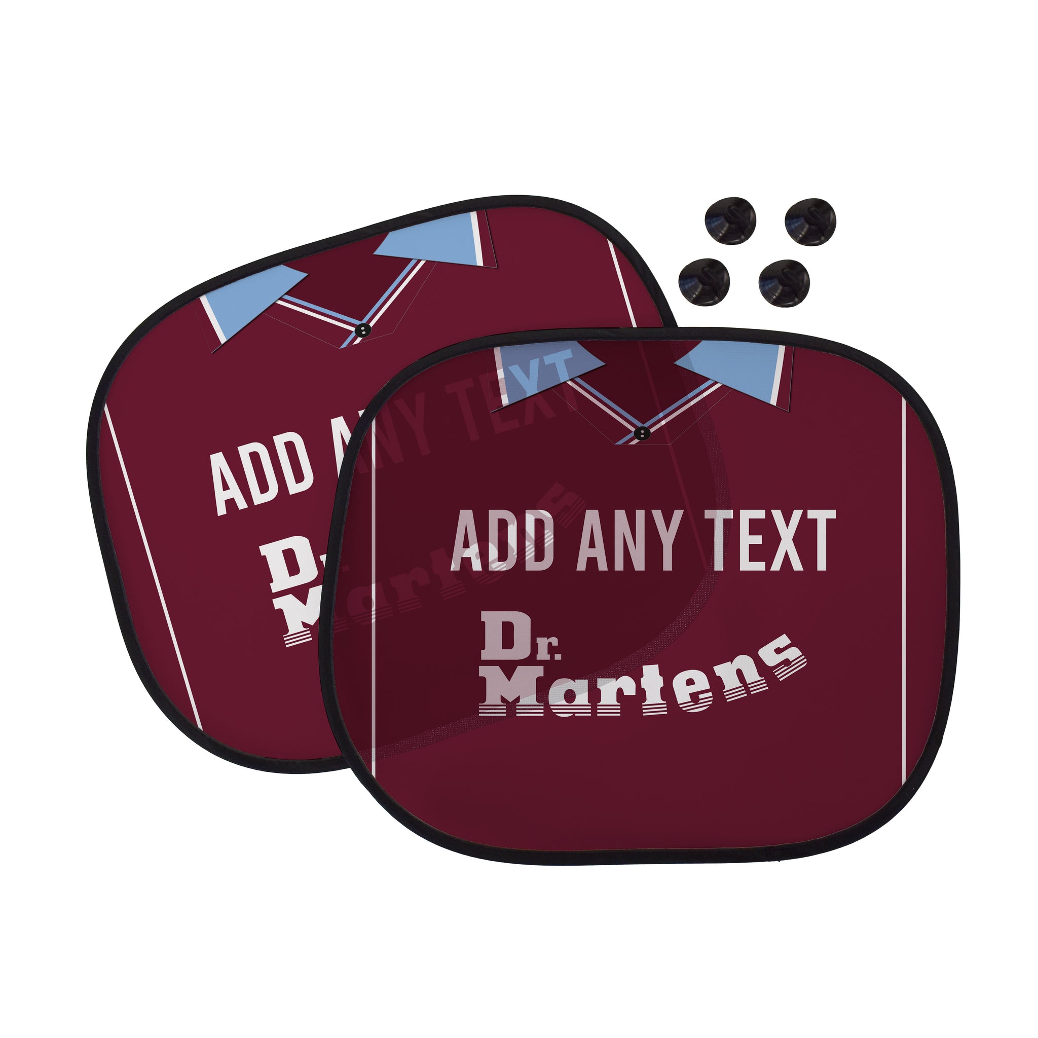 West Ham 2000 Home Shirt - Personalised Retro Football Car Sun Shade - Set of 2