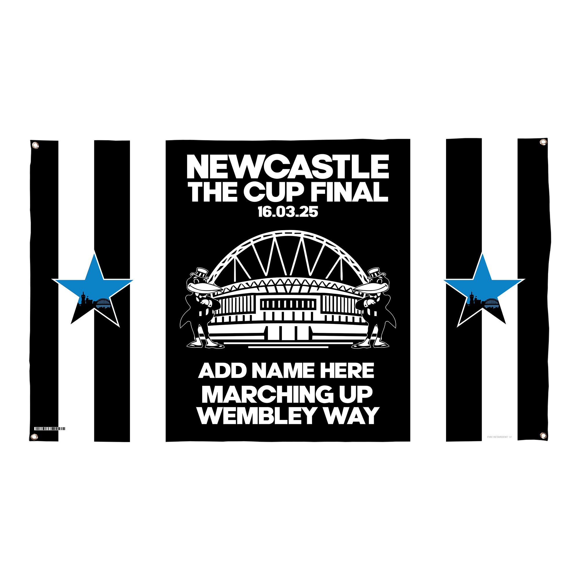 Newcastle Cup Final - Personalised Banner - Stripes - Two Sizes