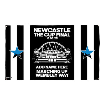 Newcastle Cup Final - Personalised Banner - Stripes - Two Sizes