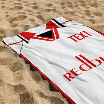 The Addicks 2000 Away Shirt - Personalised Lightweight, Microfibre Retro Beach Towel - 150cm x 75cm