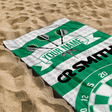 Darts - The Celtic - 1988 Home - Personalised Lightweight, Microfibre Retro Beach Towel - 150cm x 75cm