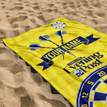 Darts Leeds - 1992 Away - Personalised Lightweight, Microfibre Retro Beach Towel - 150cm x 75cm