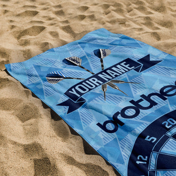 Darts Manchester Blue Retro - 1989 Home - Personalised Lightweight, Microfibre Retro Beach Towel - 150cm x 75cm