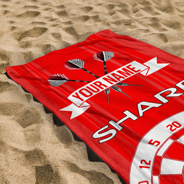 Darts Manchester Red Retro - 1999 Home - Personalised Lightweight, Microfibre Retro Beach Towel - 150cm x 75cm