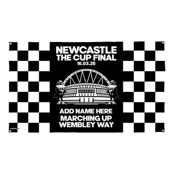 Newcastle Cup Final - Personalised Banner - Chequered - Two Sizes