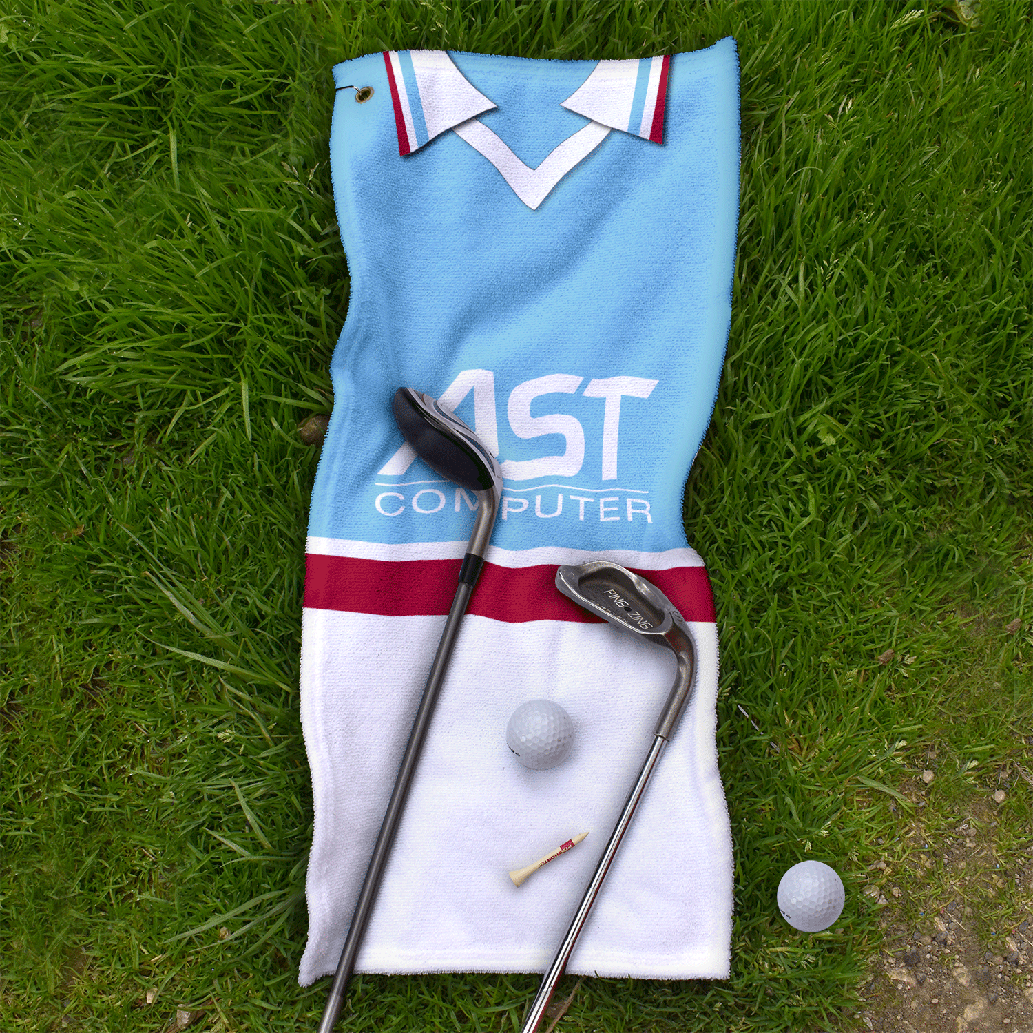 Aston Villa Golf Towel - Personalised Retro Football Shirt Design