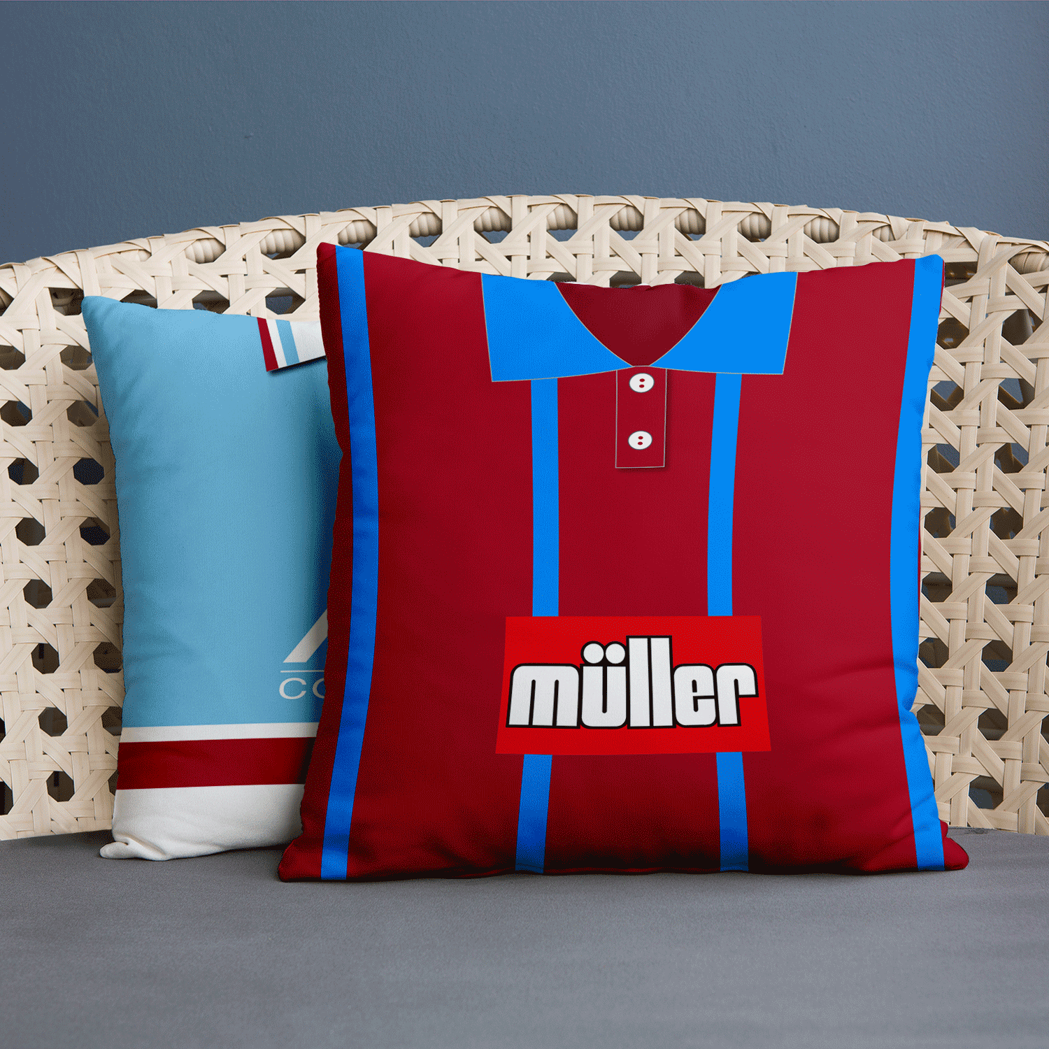 Aston Villa Personalised Football Cushion - Retro football Kit