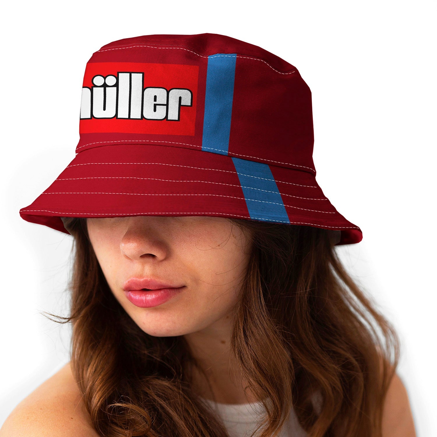 Aston Villa 1993 Home Bucket Hat on woman's head