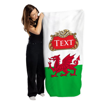 Wales - Welsh Flag - Two Styles - Personalised Lightweight, Microfibre Beach Towel