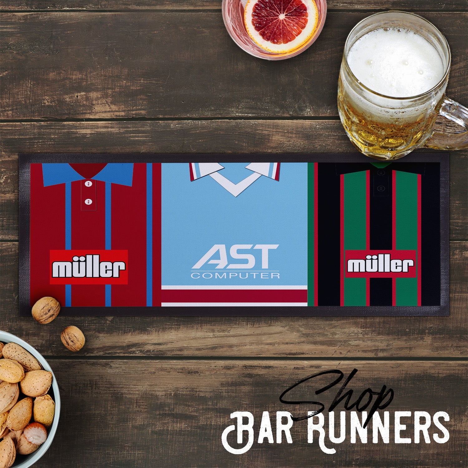 Personalised Aston Villa Retro Football Shirts - Bar Runner