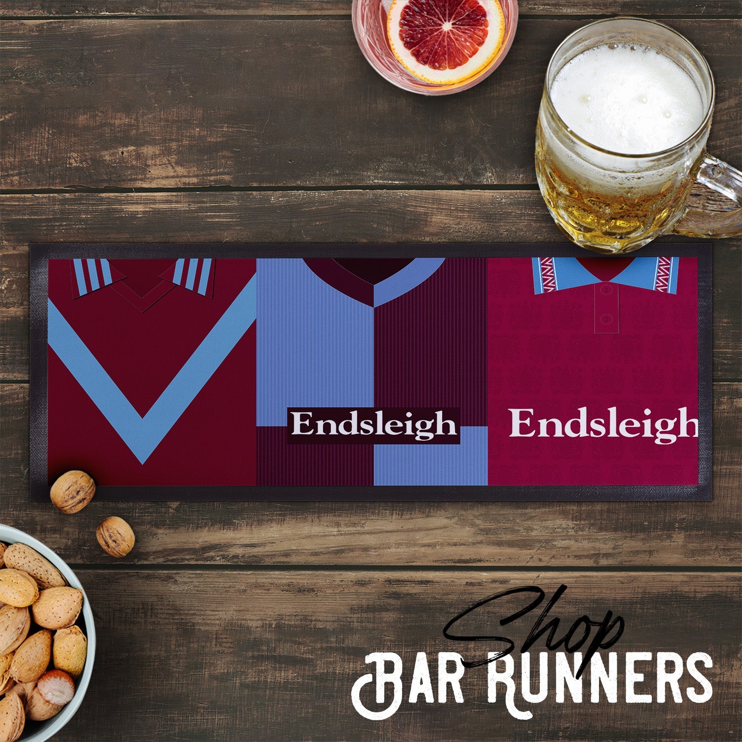 Personalised Burnley Retro Football Shirts - Bar Runner