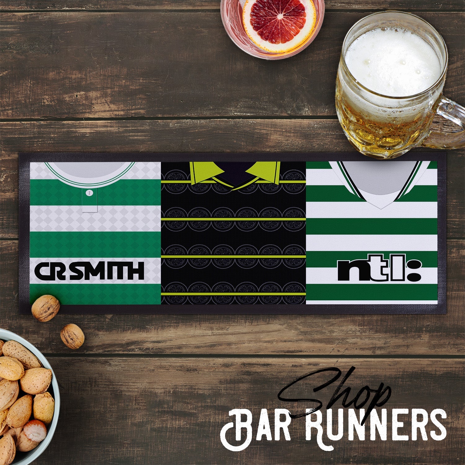 Personalised Celtic Style 2 - Retro Football Shirts - Bar Runner