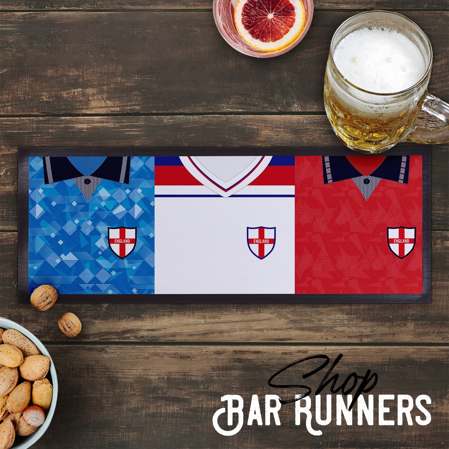 Personalised England - Retro Football Shirts - Bar Runner